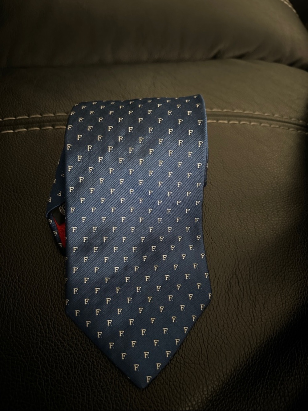 Faconnable Blue Silk Tie with Small 'F' Motif